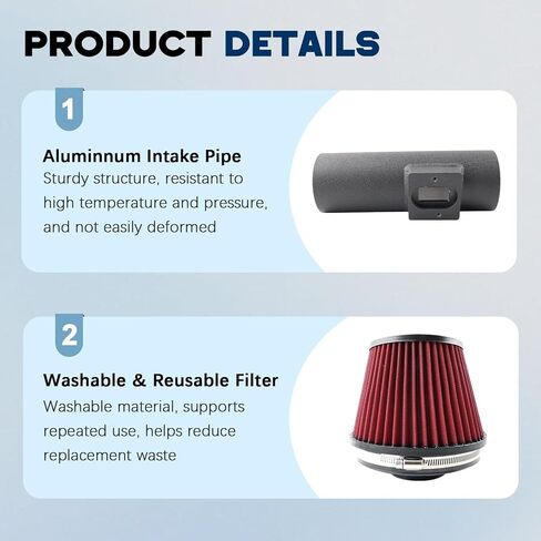 Cold Air Intake Kit Compatible With 2011-2015 Chevy Cruze 1.4L Turbo – High-Performance Aluminum Intake System with Heat Shield, Washable Filter, +7-10% HP Boost & Aggressive Sound in Kuwait