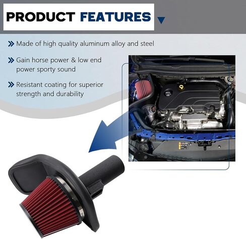 Cold Air Intake Kit Compatible With 2011-2015 Chevy Cruze 1.4L Turbo – High-Performance Aluminum Intake System with Heat Shield, Washable Filter, +7-10% HP Boost & Aggressive Sound in Kuwait
