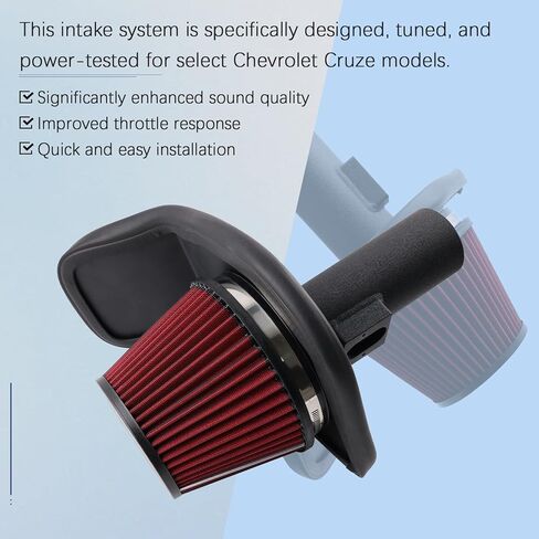 Cold Air Intake Kit Compatible With 2011-2015 Chevy Cruze 1.4L Turbo – High-Performance Aluminum Intake System with Heat Shield, Washable Filter, +7-10% HP Boost & Aggressive Sound in Kuwait