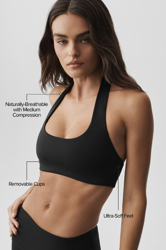 Alo Yoga ALO Softsculpt Feel The Heat Halter Bra - Black in Kuwait