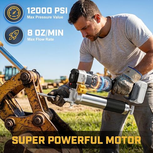 مسدس شحم لاسلكي متوافق مع بطارية DeWalt 20V، أقصى ضغط عالي 12000 رطل لكل بوصة مربعة مع مشغل قفل، مقبض دوار 2 في 1، خرطوم 39.4 بوصة و4 وصلات، للشحوم السائبة والخرطوشة (الأداة فقط) in Kuwait