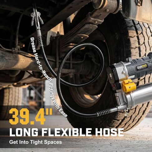 مسدس شحم لاسلكي متوافق مع بطارية DeWalt 20V، أقصى ضغط عالي 12000 رطل لكل بوصة مربعة مع مشغل قفل، مقبض دوار 2 في 1، خرطوم 39.4 بوصة و4 وصلات، للشحوم السائبة والخرطوشة (الأداة فقط) in Kuwait