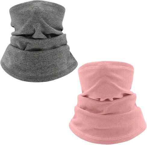 Kids Winter Neck Warmer 2 PACK, Fleece Neck Ski Mask for Boys Girls Windproof Face Cover Scarf for Cold Weather in Kuwait