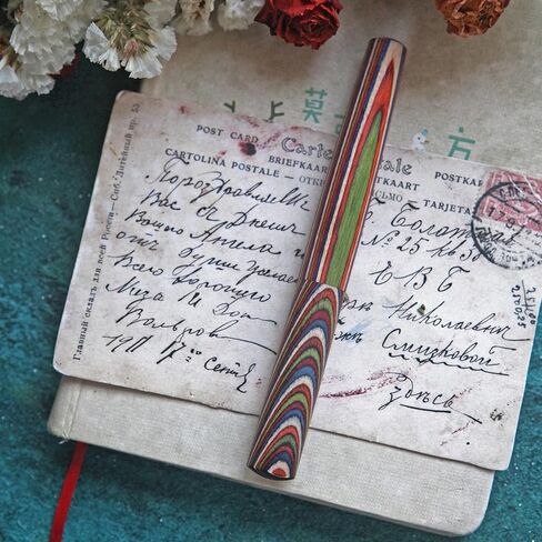 SeventyTwo Handmade Glass Dip Pen with Colorwood Handle, Borosilicate Emerald Glass Nib, Calligraphy Writing Set, Vintage Style (Emerald) in Kuwait