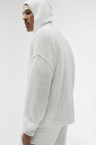 هودي Alo Yoga Wool Cashmere New Class بسحاب كامل - أبيض هيذر in Kuwait