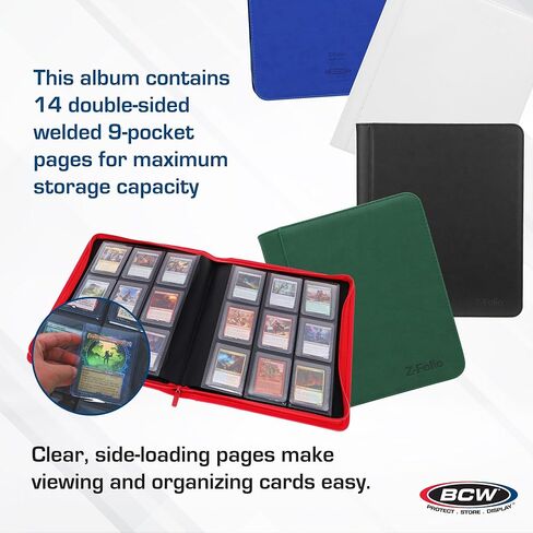 BCW Top Loader Binder | 9-Pocket LX Album | Black Leatherette Toploader | Archival Safe | Side-Loading Pages | Holds 252 Standard 3x4 Toploaders | Ideal for Sports, Trading, and Gaming Cards in Saudi Arabia