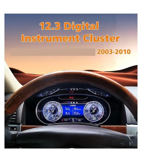 مقاييس سيارة 12.3 بوصة متوافقة مع VW Touareg 2003-2010 لوحة أجهزة القياس الرقمية قمرة القيادة الافتراضية Android Auto in Kuwait