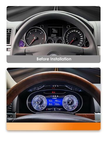 مقاييس سيارة 12.3 بوصة متوافقة مع VW Touareg 2003-2010 لوحة أجهزة القياس الرقمية قمرة القيادة الافتراضية Android Auto in Kuwait