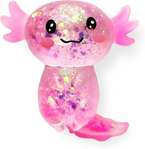 Axolotl Squishy Stress Relief Toy – Glitter Fidget Toy Cute Salamander Squeeze Toy for Kids & Adults, Sensory Anxiety Relief Squishy Toy, Party Favor Desk Fidget (Blue) in Kuwait