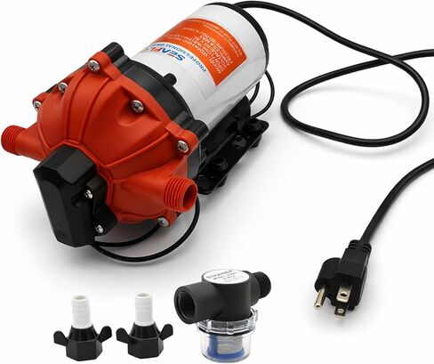 SEAFLO 55-Series Industrial Water Pressure Pump w/Power Plug for Wall Outlet - 115VAC, 5.0 GPM, 60 PSI | Self-Priming, Heavy Duty, Quiet Operation | Ideal for RV, Boat, Off-Grid, and Industrial Use in Saudi Arabia