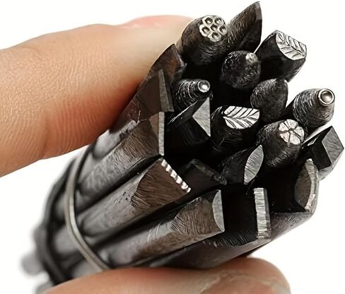 [16pcs Metal Stamping Dies] 16pcs Metal Steel Stamping Dies Set | Jewelry Making Engraving Tools for DIY Hand Carving | Suitable for Various Themed Jewelry Crafting in Kuwait