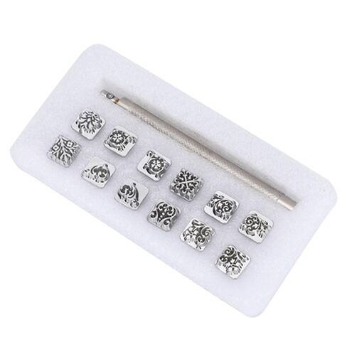 Leather Stamping Punch Tool Set, 12 Piece Tang Dynasty Flower Design, Zinc Alloy, with Handle, for Leather Crafting in Kuwait