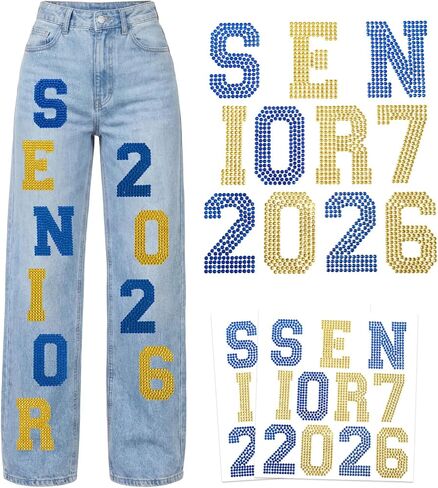 Glenmal 22 pcs Large 4 inch Senior 2026 Letters Stickers for Jeans Rhinestones Stickers Self-Adhesive Pants Decals 2026 for Graduation Jeans Hats Pants Grad Cap 2026 Senior Stuff(Pink) in Saudi Arabia