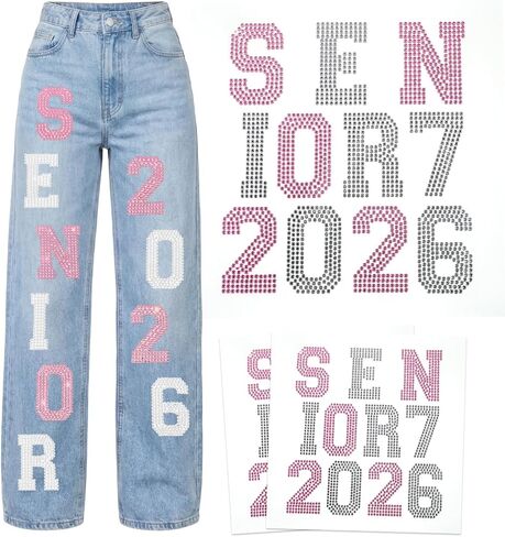Glenmal 22 pcs Large 4 inch Senior 2026 Letters Stickers for Jeans Rhinestones Stickers Self-Adhesive Pants Decals 2026 for Graduation Jeans Hats Pants Grad Cap 2026 Senior Stuff(Pink) in Saudi Arabia