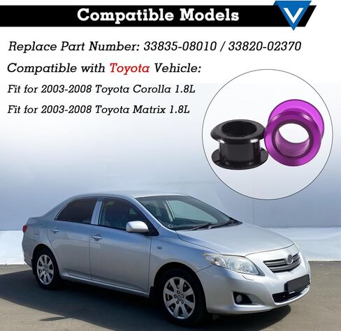 33835-08010 Automatic Transmission Gear Shift Cable Bushing Kit with 2 Clips, Fit for 2003-2008 Toyota Corolla Matrix 1.8L Replace 33820-02370 (Black & Purple) in Kuwait