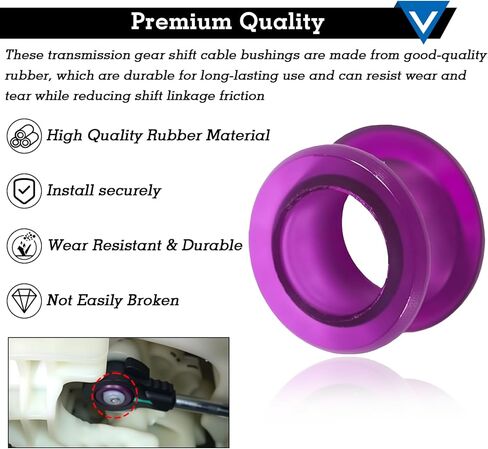 33835-08010 Automatic Transmission Gear Shift Cable Bushing Kit with 2 Clips, Fit for 2003-2008 Toyota Corolla Matrix 1.8L Replace 33820-02370 (Black & Purple) in Kuwait