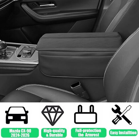 غطاء وحدة التحكم المركزية لسيارة Mazda CX90 2024 2025 2026 - غطاء مسند ذراع أنيق ومقاوم للخدش سميك مع جيوب تخزين للملحقات الداخلية Mazda CX-90 (فقط لغطاء وحدة التحكم العلوية المزدوجة) in Kuwait