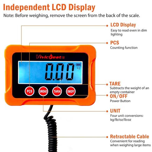 Vivicreate Shipping Scale 440lb/1.7oz High Accurate, Package Scale Shipping with Hold and Tare, Battery Included, Parcel Scale for Small Business, Luggage and Home in Kuwait