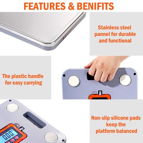 Vivicreate Shipping Scale 440lb/1.7oz High Accurate, Package Scale Shipping with Hold and Tare, Battery Included, Parcel Scale for Small Business, Luggage and Home in Kuwait