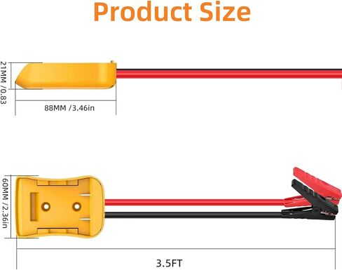 3.5FT 8AWG Flexible Silicone Cable Adapter with Alligator Clips,Compatible with Dewalt 18/20V,The Silicone Wire Heat-Resistant up to 392°F,The Clamps are Sturdy,No Switch, no Fuse in Kuwait