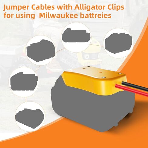3.5FT 8AWG Flexible Silicone Cable Adapter with Alligator Clips,Compatible with Dewalt 18/20V,The Silicone Wire Heat-Resistant up to 392°F,The Clamps are Sturdy,No Switch, no Fuse in Kuwait