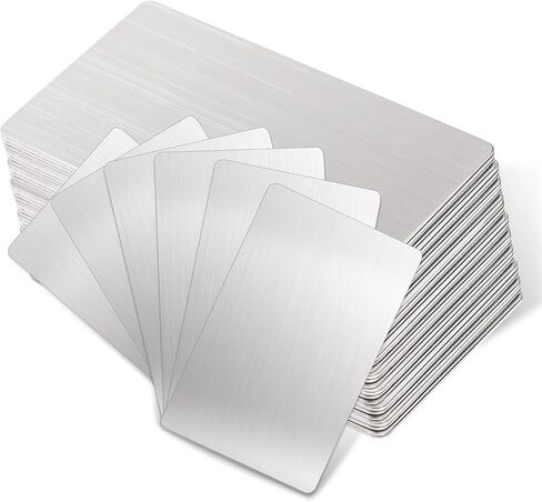 12Pcs Blank metal business cards Stainless steel metal business cards for laser engraving 3.35 x 2inches Sublimation blank stainless card for House Office Customer DIY Supplies,Silvery in Kuwait