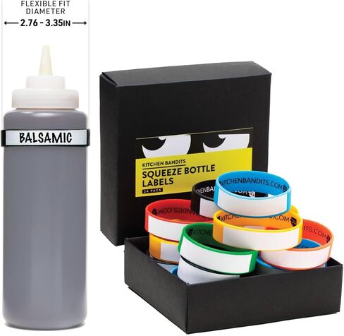 2 3/4" (70mm) Silicone Bottle Bands — Writable, Waterproof, Dishwasher Safe | 24-Pack Multicolor in Saudi Arabia