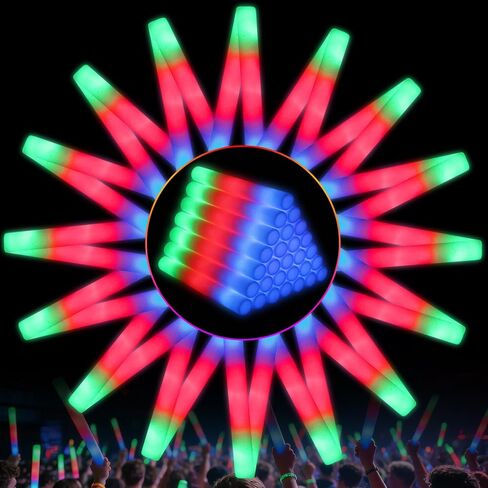 SHQDD 56PCS Foam Glow Sticks Bulk, Light up Foam Sticks with 3 Modes of Color Flashing, Glow Sticks Party Pack, Light up in the Dark Party Supplies for Wedding, Concert, New Year, Halloween in Kuwait