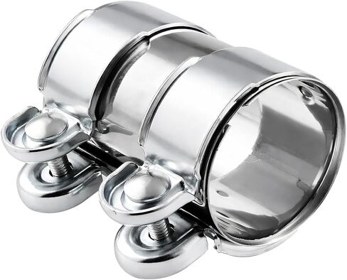 Car 2 Inch Exhaust Clamp, Stainless Steel Butt Joint Band Clamp for Pipes Mufflers, Automotive Exterior Exhaust Pipe Sleeve Coupler Connector, Universal for SUV Sedan Truck in Kuwait