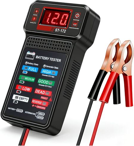 جهاز اختبار بطارية السيارة مع مؤشر LED وشاشة LCD، جهاز اختبار حمل البطارية 12 فولت مع مشابك التمساح، بطاريات السيارات العالمية واختبارات المولد لمعظم المركبات 12 فولت in Kuwait