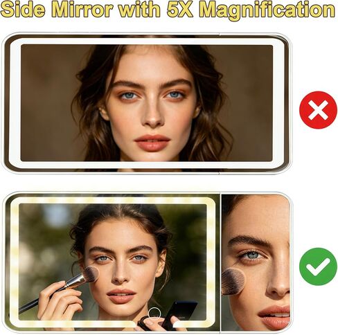 Car Visor Vanity Mirror with LED Light, 5X Magnification Side Mirror, Rechargeable Sun Visor Makeup Mirror for Car SUV Truck RV in Kuwait
