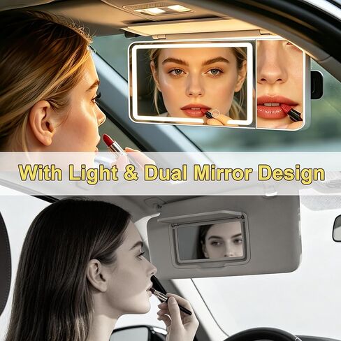 Car Visor Vanity Mirror with LED Light, 5X Magnification Side Mirror, Rechargeable Sun Visor Makeup Mirror for Car SUV Truck RV in Kuwait