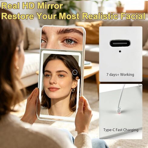 Car Visor Vanity Mirror with LED Light, 5X Magnification Side Mirror, Rechargeable Sun Visor Makeup Mirror for Car SUV Truck RV in Kuwait