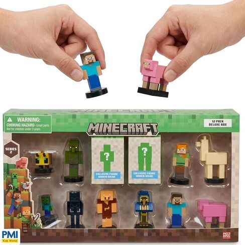 بي إم آي مجموعة ماينكرافت 3D Stampers Series 2 - شخصيات ماينكرافت الصغيرة المرخصة رسميًا، 12 ختم شخصية مع ستيف وأليكس وبيجلين وزومبي وبي وشخصيتين غامضتين in Kuwait