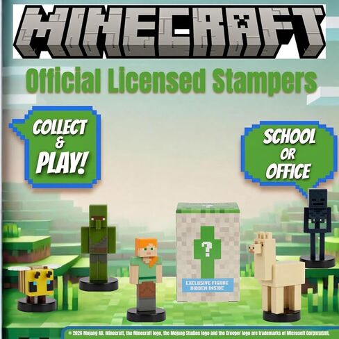 بي إم آي مجموعة ماينكرافت 3D Stampers Series 2 - شخصيات ماينكرافت الصغيرة المرخصة رسميًا، 12 ختم شخصية مع ستيف وأليكس وبيجلين وزومبي وبي وشخصيتين غامضتين in Kuwait