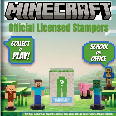 بي إم آي مجموعة ماينكرافت 3D Stampers Series 2 - شخصيات ماينكرافت الصغيرة المرخصة رسميًا، 12 ختم شخصية مع ستيف وأليكس وبيجلين وزومبي وبي وشخصيتين غامضتين in Kuwait