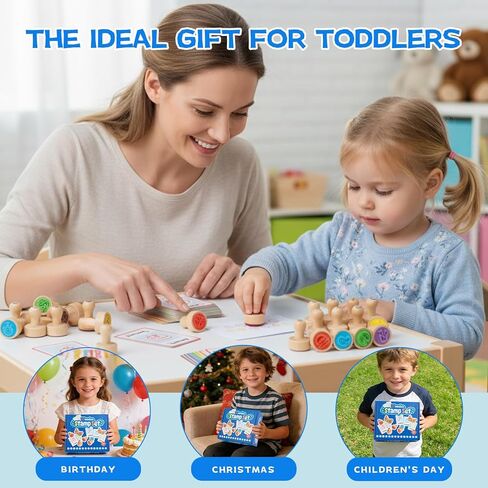 67 Pcs Wooden Food-Themed Stamps for Kids with Flashcards, Toddler Stamp Set for Arts & Crafts, Birthday Party Favors, Easter Treasure Box Toys for Classroom (Beverage & Fruit & Dessert) in Kuwait