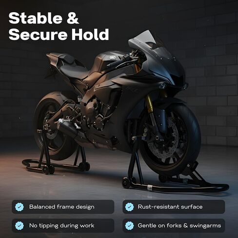 YEBOKSI Motorcycle Stand, Front & Rear Combo Stands, 750LBS Capacity, U+L Adjustable Swingarm Spool, Polyurethane Wheels, For Variety Of Motorcycles, BMW, KAWASAKI, YAMAHA, HONDA, BLACK in Kuwait