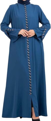 istanbulstyles Women's Abaya Long Sleeve Open Quarry Floor Length Zipper Floor Length Turkish Islamic Fashion in Saudi Arabia
