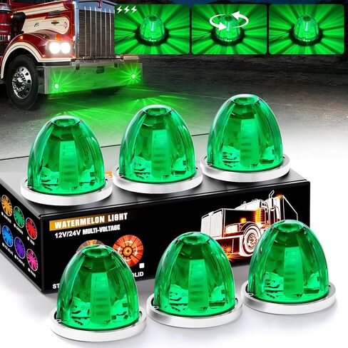 10-Pack 30 LED Watermelon Lights 3 Modes (Steady/360°Rotating & Strobe) Cab Roof Warning Clearance Light Side Marker Lights Suitable for Kenworth Peterbilt Freightliner Truck Trailer (Blue) in Kuwait