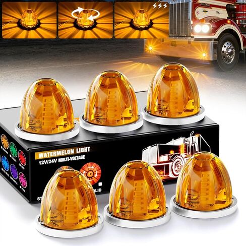 10 عبوات من 30 مصباح LED بطيخ 3 أوضاع (ثابتة/دوران 360 درجة وقوية) أضواء تحذيرية لسقف الكابينة مناسبة لمقطورة شاحنة Kenworth Peterbilt Freightliner (أزرق) in Kuwait