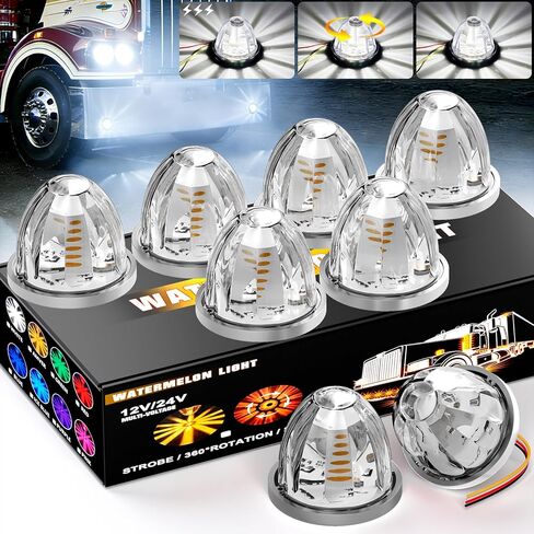 10 عبوات من 30 مصباح LED بطيخ 3 أوضاع (ثابتة/دوران 360 درجة وقوية) أضواء تحذيرية لسقف الكابينة مناسبة لمقطورة شاحنة Kenworth Peterbilt Freightliner (أزرق) in Kuwait