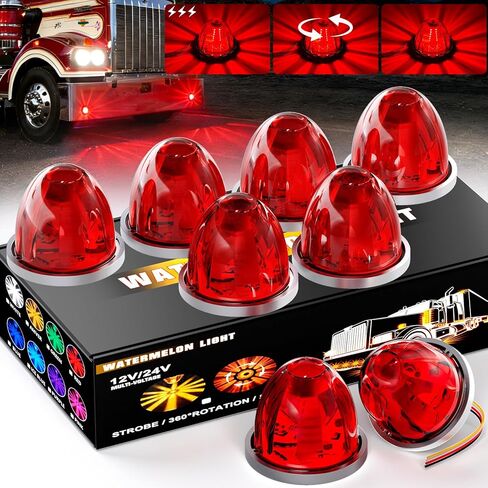 10 عبوات من 30 مصباح LED بطيخ 3 أوضاع (ثابتة/دوران 360 درجة وقوية) أضواء تحذيرية لسقف الكابينة مناسبة لمقطورة شاحنة Kenworth Peterbilt Freightliner (أزرق) in Kuwait