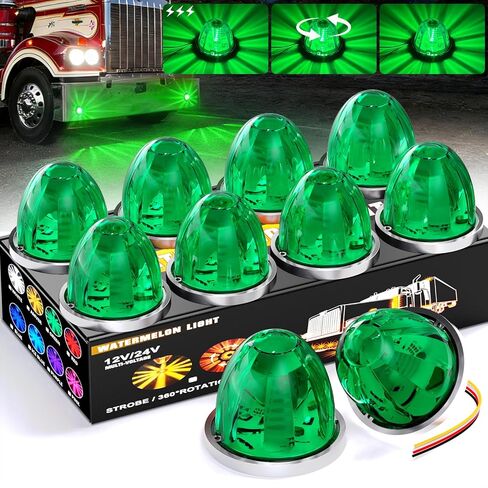 10 عبوات من 30 مصباح LED بطيخ 3 أوضاع (ثابتة/دوران 360 درجة وقوية) أضواء تحذيرية لسقف الكابينة مناسبة لمقطورة شاحنة Kenworth Peterbilt Freightliner (أزرق) in Kuwait
