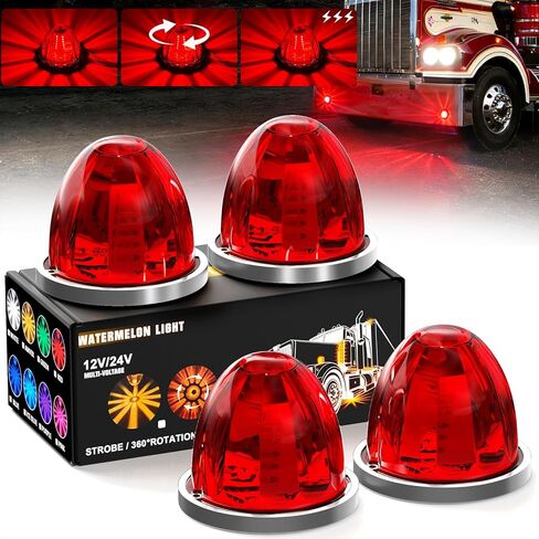 10 عبوات من 30 مصباح LED بطيخ 3 أوضاع (ثابتة/دوران 360 درجة وقوية) أضواء تحذيرية لسقف الكابينة مناسبة لمقطورة شاحنة Kenworth Peterbilt Freightliner (أزرق) in Kuwait