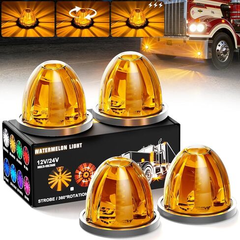 10 عبوات من 30 مصباح LED بطيخ 3 أوضاع (ثابتة/دوران 360 درجة وقوية) أضواء تحذيرية لسقف الكابينة مناسبة لمقطورة شاحنة Kenworth Peterbilt Freightliner (أزرق) in Kuwait