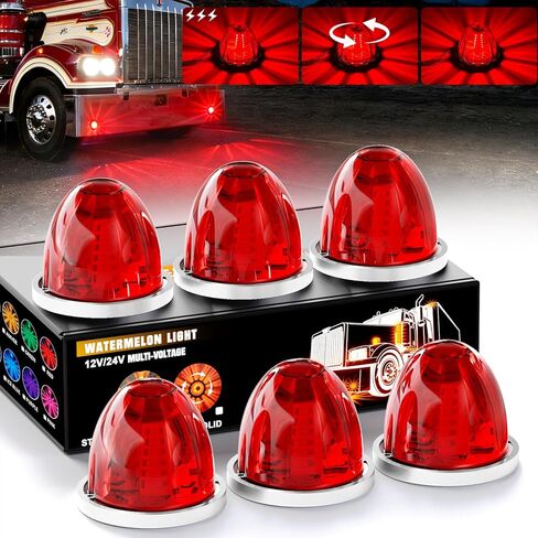 10 عبوات من 30 مصباح LED بطيخ 3 أوضاع (ثابتة/دوران 360 درجة وقوية) أضواء تحذيرية لسقف الكابينة مناسبة لمقطورة شاحنة Kenworth Peterbilt Freightliner (أزرق) in Kuwait