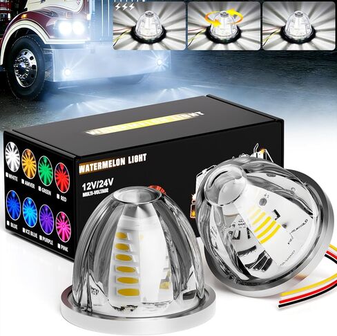 10 عبوات من 30 مصباح LED بطيخ 3 أوضاع (ثابتة/دوران 360 درجة وقوية) أضواء تحذيرية لسقف الكابينة مناسبة لمقطورة شاحنة Kenworth Peterbilt Freightliner (أزرق) in Kuwait