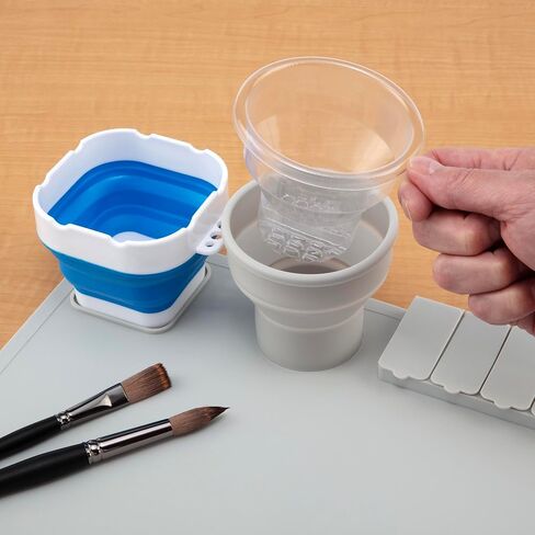 Creative Mark AquaMat Non-Slip Silicone Paint Mat - 23-3/8" x 21-3/8" - 5 Paint Cup Liners & 5 Palette Inserts for Artists, Painters & Crafters, Waterproof Surface Protection Rolls Up for Storage in Kuwait