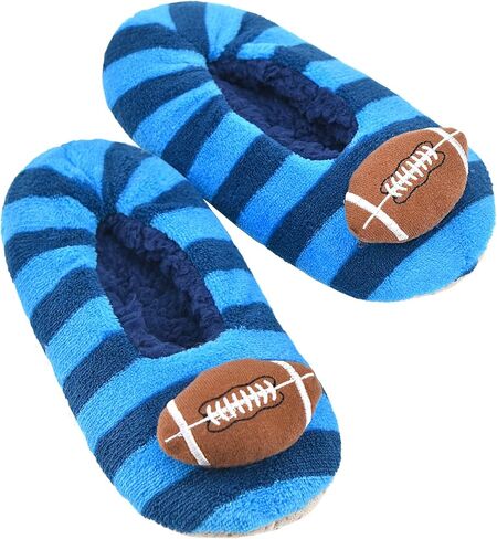 VAGUKU Boys House Slippers With Non Skid Bottoms, Cute Animal Slipper Socks With Grippers For Big Kids, Cozy Soft Sole Warm Fuzzy House Shoes in Saudi Arabia
